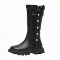 thumbnail image 1 of Linfrsh Riding Boots for Girls Girls Kids Winter Fashion Knee High Winter Boots Buckle Zipper Riding Boot Mid Boot Black,1.5, 1 of 7