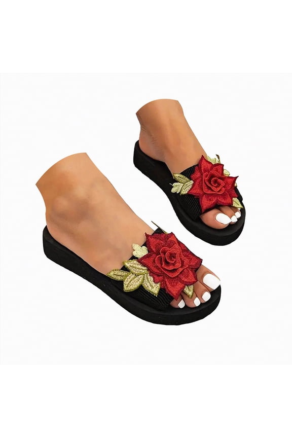 Sandals for Women Summer Sandals for Women - Memory Foam Insole and Eco-Crafted Leather Beach Flip Flops for Women - Non Slip and Lightweight Double Strap Womens Sandals(Brick Red,Size6.5)