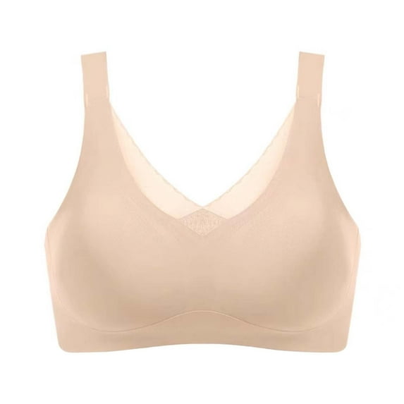Linfrsh Seamless Post-Surgery Bra for Women, Mastectomy Bra with Cotton Breast Forms Beige,XL