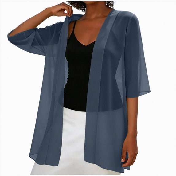Linfrsh Shawls and Wraps for Evening Dresses Chiffon Soft Shawl for Wedding Guest Party Cover Up(Navy,S)