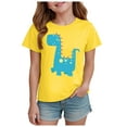 thumbnail image 1 of Linfrsh Shirts for Teen Girls Girls Short Sleeve T Shirts Kids Summer Tops Crewneck Tees(Yellow,Size 2-3 T), 1 of 4