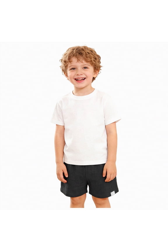 Shorts for Boys Baby Boys' Cotton Shorts Toddler Boy Soft Casual Shorts Elastic Waist Kids(Black,5-6 Years)