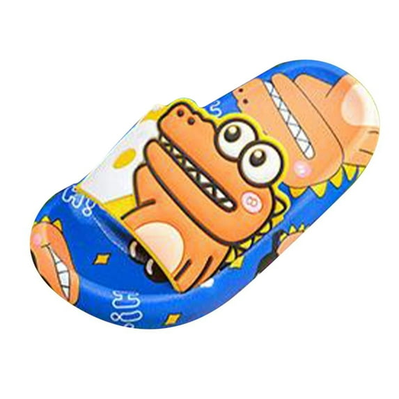 Linfrsh Slide Sandals for Kids Boys Girls Slip On Cute Pattern Slide Sandals Comfort Non-Slip Thick Sole Pillow Slippers Summer Shower Shoes Pool Beach Shoes(Blue,Size 10 )
