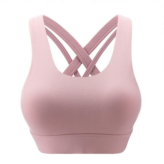 Linfrsh Sports Bra High Impact Adjustable Criss Cross Back, Full Support for Large Bust No Bounce Pink,M