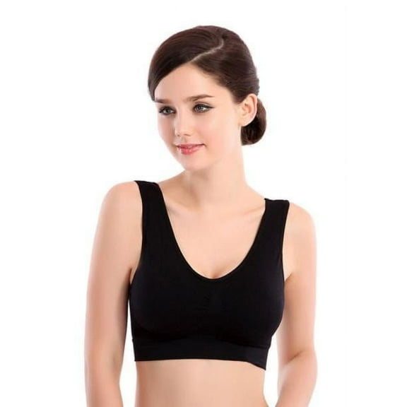 Linfrsh Sports Bras for Women Seamless Comfortable Yoga Bra with Removable Pads Bra for Workout Fitness Black,2XL