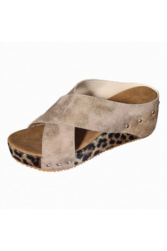 Summer Sandals Slides for Women and Men - Bathroom Shower Shoes - Non Slip House Slippers - Lightweight Beach Sandals(Khaki,Size8)