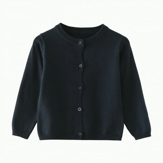 Linfrsh Sweaters for Girls Girls' Cardigans Sweater Button Solid Long Sleeve Knit Sweaters toddler cardigan uniform cardigan girls(Navy,7-8 Years)