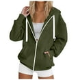 thumbnail image 1 of Linfrsh Sweatshirt for Women Women's Full Zip Up Hoodie Long Sleeve Hooded Sweatshirts Pockets Jacket Coat for Women Green,S, 1 of 7