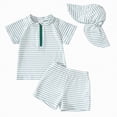 thumbnail image 1 of Linfrsh Swim Suit for Boys Toddler Boy Swimsuit 3 Piece Boys Swim Set Short Sleeve Boys Swim Shirt Boys Swim Trunks Rash Guard Bathing Suits(Light Green,18-24 Months), 1 of 5