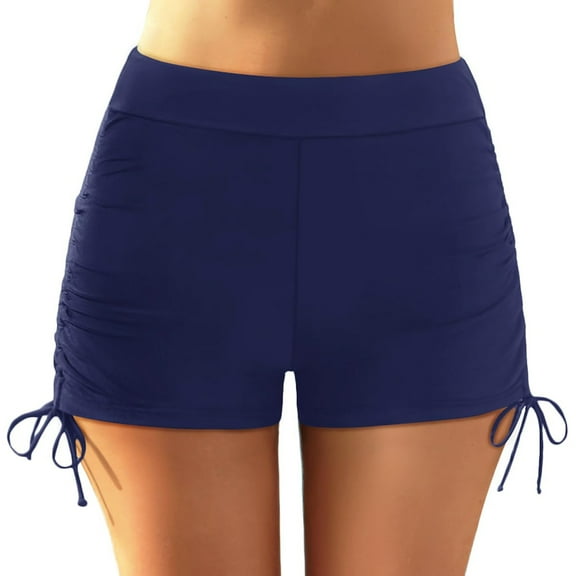 Linfrsh Swimsuit Bottoms for Women Tummy Control High Cut Full Coverage Swim Bottom Plus Size Bikini Bottom Dark Blue,XL