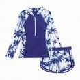 thumbnail image 1 of Linfrsh Swimsuits for Girls Girls' Long Sleeve Rashguard UPF 50 Two Piece Swim Set(Blue,11-12 Years), 1 of 9