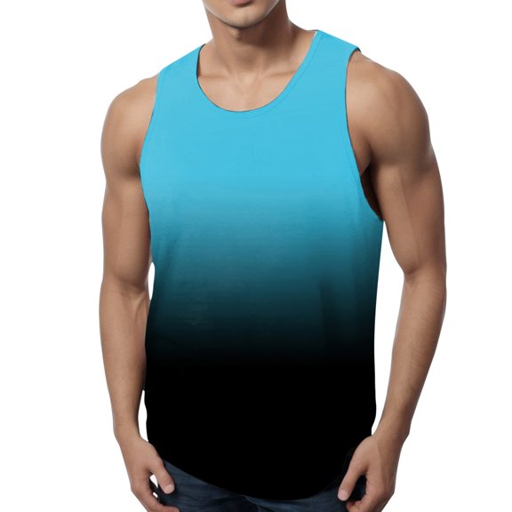 Linfrsh Tank Tops Big and Tall, Men's Sleeveless Tank Top Crewneck Loose Shirt Baggy Athletic Shirts(Blue,XL)
