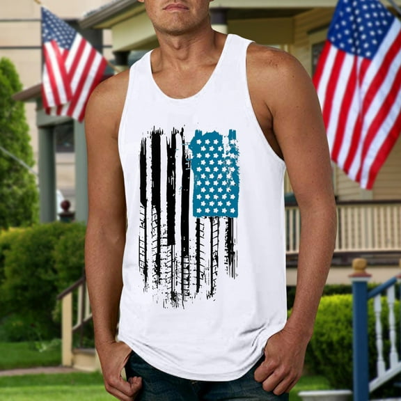 Linfrsh Tank Tops for Men Big and Tall,2025 Men's Sleeveless Shirt Quick Dry Workout Shirt Gym Muscle Athletic Beach Tank Top White,M