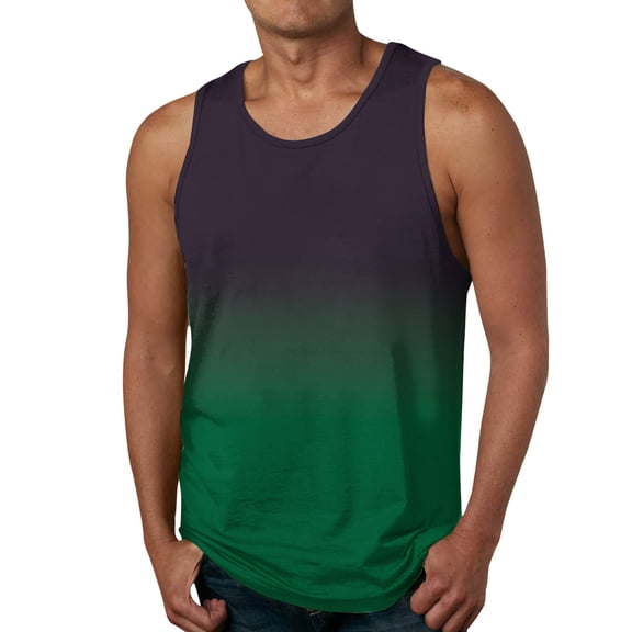 Linfrsh Tank Unisex Garment Dyed Cotton Sleeveless Tee Classic Fit Stringer Gym Tank Tops Green,M