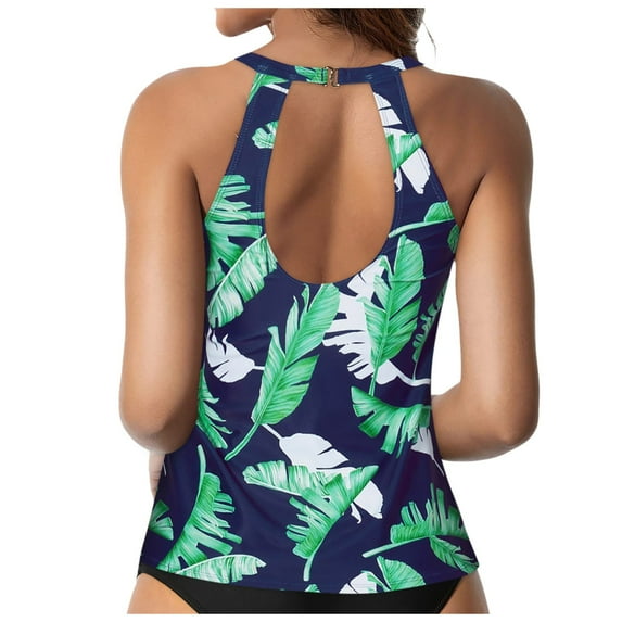 Linfrsh Tankini Swimsuits for Women Blouson Tankini Tops Bathing Suits Tummy Control Underwire for Women Prime Day Sales Navy,L