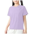 thumbnail image 1 of Linfrsh Teen Girl Shirts Girls Short Sleeve T Shirts Kids Summer Tops Crewneck Tees(Light Purple,Size 9-10 T), 1 of 7