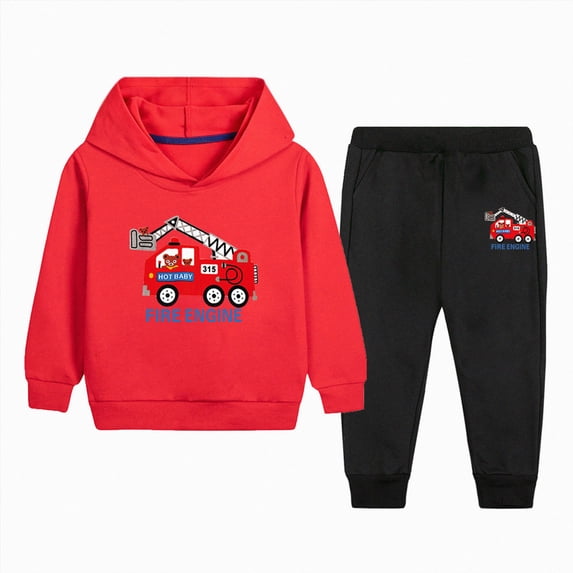 Linfrsh Toddler Baby Boy Clothes Outfits Fall Winter Hoodie Sweatshirt + Elastic Waist Pants Set Little Kids 2pcs Gifts