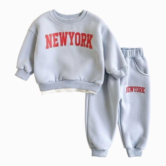 Linfrsh Toddler Baby Boy Outfit Letter Embroidery Sweatshirt Jogger Pants Fall Winter Clothes