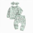 thumbnail image 1 of Linfrsh Toddler Baby Girl Fall Winter Clothes Newborn Infant Floral Pullover Sweatshirt T-Shirts+Pants 3PCS Outfits Set, 1 of 5