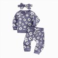 thumbnail image 1 of Linfrsh Toddler Baby Girl Fall Winter Clothes Newborn Infant Floral Pullover Sweatshirt T-Shirts+Pants 3PCS Outfits Set, 1 of 5