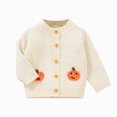 thumbnail image 1 of Linfrsh Toddler Baby Halloween Sweater Cardigan Girl Boy Button Down Pumpkin Chunky Knit Knitwear Infant Fall Winter Clothes(Beige,18-24 Months), 1 of 7