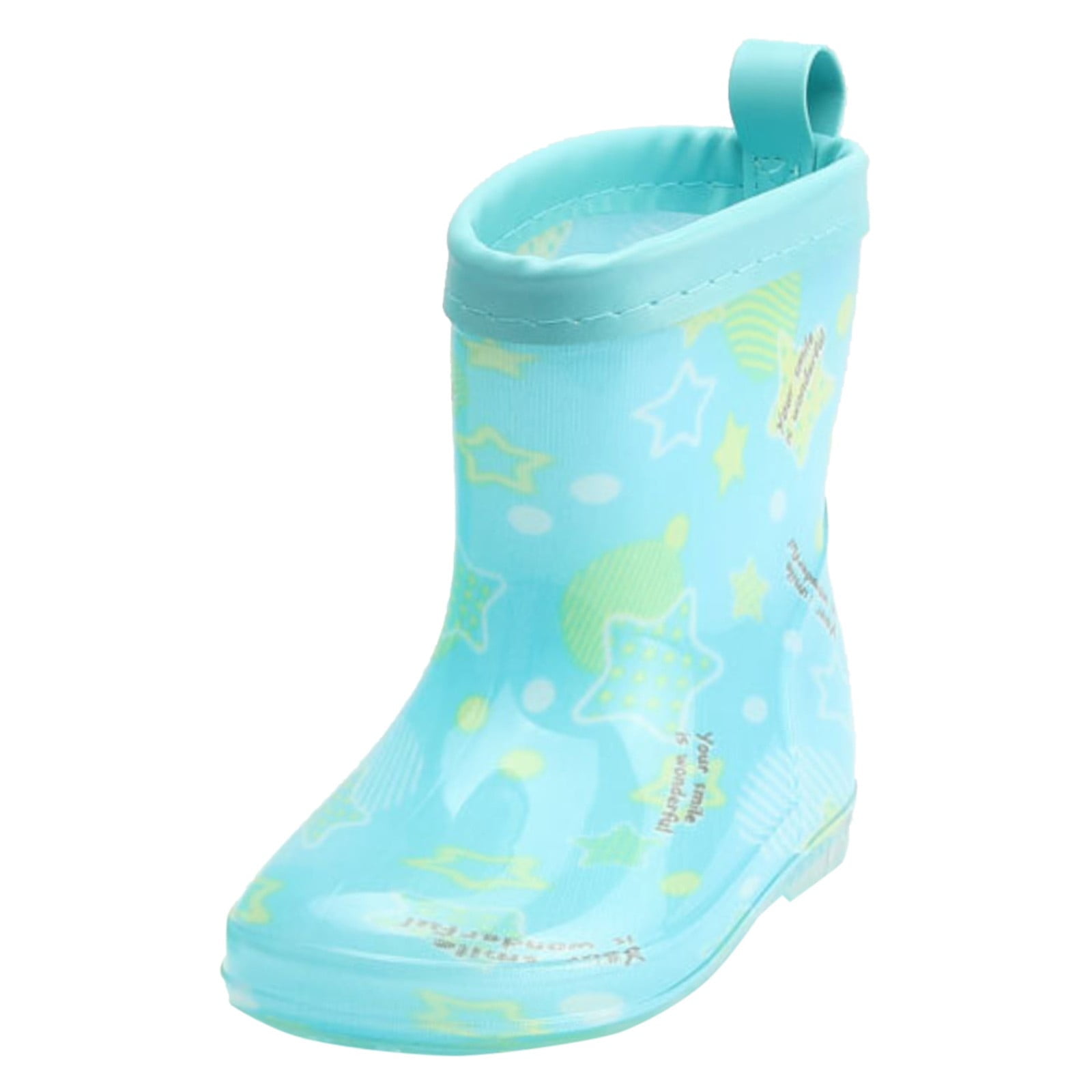 Linfrsh Toddler Baby Rain Boots Boys Girls Cute Cartoon Waterproof Lightweight Anti-Slip Rubber Ankle Rainboots Water Shoes(Sky Blue,Size 11.5 Little Child)