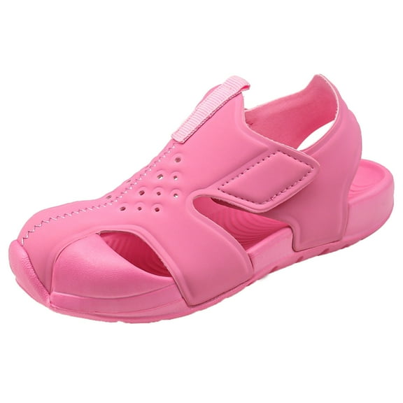 Linfrsh Toddler Beach Shoes Toddler Boys Girls Double Buckle Sandals Children's Adjustable Back Strap Water Sandals(Pink,Size 12-18 Months)