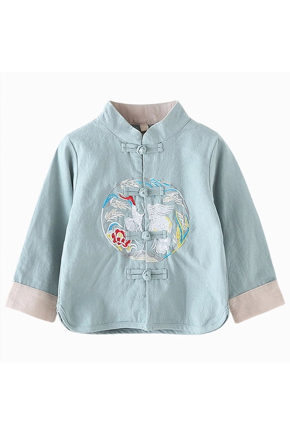 Toddler Boy Clothes Boys Red Dragon Tang Jacket Traditional(Green,18-24 Months)