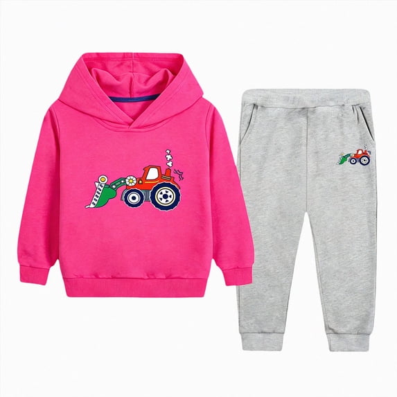 Linfrsh Toddler Boy Clothes Long Sleeve Hoodie Sweatshirt + Pants 2PCS Toddler Boy Outfit Fall Winter Boy Clothes