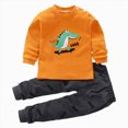 thumbnail image 1 of Linfrsh Toddler Boy Fall Winter Outfits Contrast Color Sweatshirt Casual Pants 2Pcs Clothes Set Fall Winter Set for 0 6 12 18 24 M 1t 2t 3t 4t 5t 6t(Orange,5-6 Years), 1 of 4