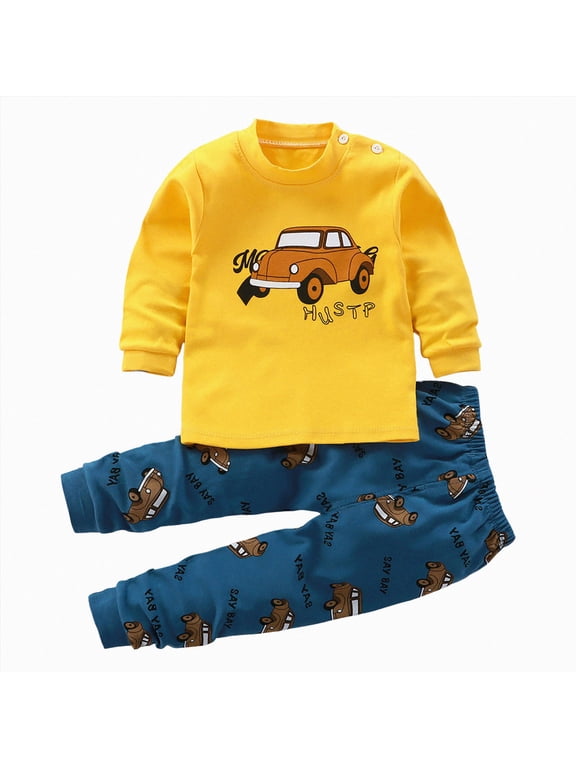 Toddler Boy Fall Winter Outfits Contrast Color Sweatshirt Casual Pants 2Pcs Clothes Set Fall Winter Set for 0 6 12 18 24 M 1t 2t 3t 4t 5t 6t(Yellow,4-5 Years)