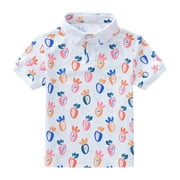 LINFRSH Toddler Boy Polo Shirt Toddler Kids T Shirts Polo Shirts for Boys Button Tees Lapel Collar Short Sleeve Tops with Pocket(White,Size 5-6 T)