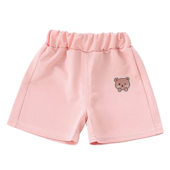 Linfrsh Toddler Boy Shorts Boy's Summer Cotton Drawstring with Elastic Waist Classic with Pockets Casual Shorts(Red,Size 12-24 Months)