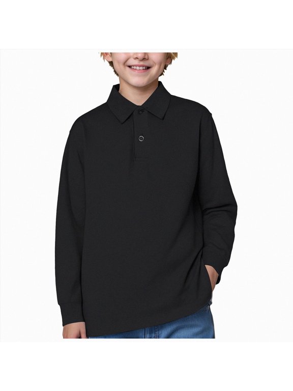 Toddler Boys Long Sleeve Polo Shirts School Uniform Dress Shirt Kids Golf Tops