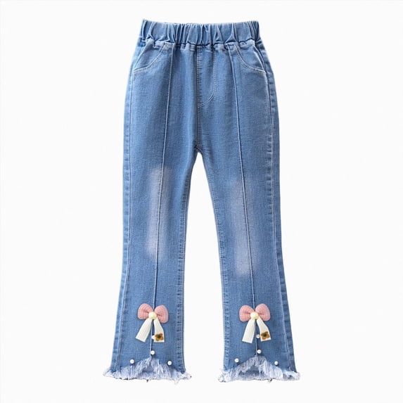 Linfrsh Toddler Girl Jeans 4t Girls Streetwear Denim Cargo Pants High Waist Floor Length Baggy Wide Leg Jeans with Multi Pockets 5(Red,5-6 Years)