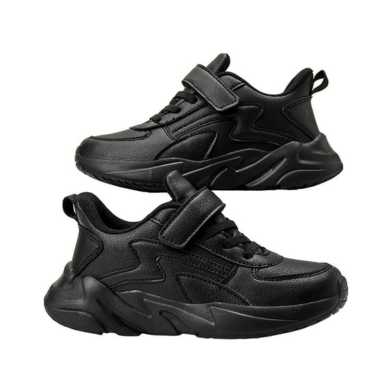 Linfrsh Toddler Girls Boys Sneakers Trend Children Boy Athletic Shoes Flat Thick Bottom Lightweight Non Slip Kids Running Shoes(Black,3.5 Big Kids)