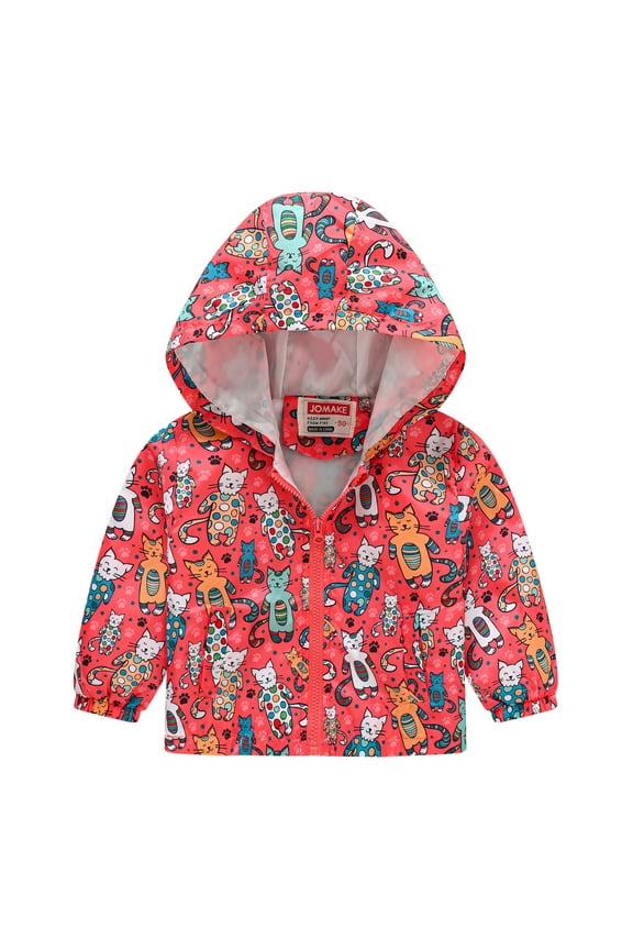 Toddler Jacket with Hooded Cartoon Lightweight Baby Girls Boys Spring Windbreaker Outerwear for Kids Red,12-18 Months