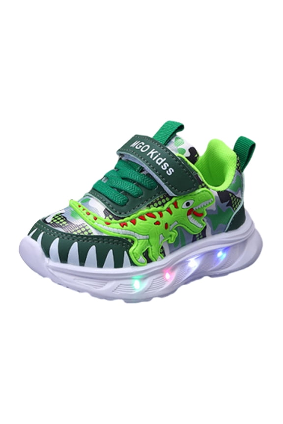 Toddler Light Up Shoes Girls Boys Athletic Sneakers Comfy Kids Adjustable Hook and Loop Walking Shoes Breathable Shoe Green,7.5