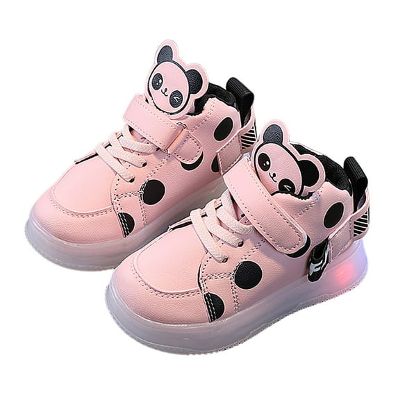 Linfrsh Toddler Light Up Shoes Girls Boys Athletic Sneakers Comfy Kids Adjustable Hook and Loop Walking Shoes Breathable Shoe Pink,8
