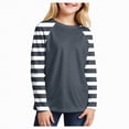 thumbnail image 1 of Linfrsh Toddler Long Sleeve Shirt Girl Girls Shirts Casual Long Sleeve Crewneck Loose Striped Sweatshirts Pullover Tops Dark Gray,7-8 Years, 1 of 5