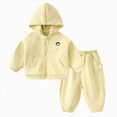 thumbnail image 1 of Linfrsh Toddler Outfit Girl Girls' Cute Winter and Casual Cartoon Solid Color Hooded Pullover Set With Small Embroidery The Chest, 1 of 9