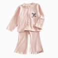 thumbnail image 1 of Linfrsh Toddler Outfits Girls' Cute Casual Bow Embroidery Long Sleeved Cardigan and Pants Set, 1 of 5