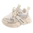 thumbnail image 1 of Linfrsh Toddler Tennis Shoes Girls Baby Girl Shoes Sizer Sports Flat Bottom Light Double Strap Hook Loop Comfortable Girls Sneakers Beige,3.5, 1 of 7