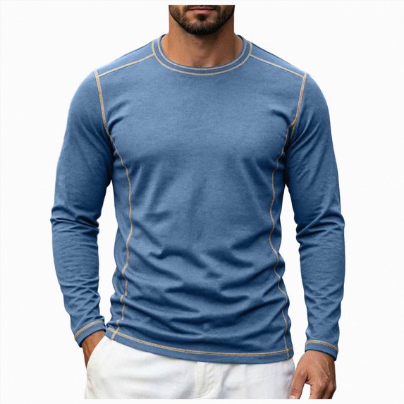 Linfrsh Tops for Men Mens Shirts Long Sleeve Casual T-Shirts Crew Neck Soft Shirt Stretch Athletic T Shirts Lightweight Workout Shirts for Spring, Fall & Winter