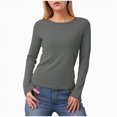thumbnail image 1 of Linfrsh Warm Long Sleeve Shirts for Women Women’s Thermal Shirts, Women Fleece Lined Compression Long Sleeve Base Layer Tops for Winter Cold Weather Grey,L, 1 of 2
