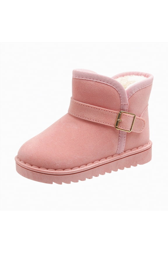 Winter Shoes Toddler Boy Girls & Toddler' Faux Fur Shearling Style Boots, Girls Warm Winter Flat Non-Slip Zip Snow Boots for Indoor Outdoor(Toddler/Little Kid/Big Kid) Red,9