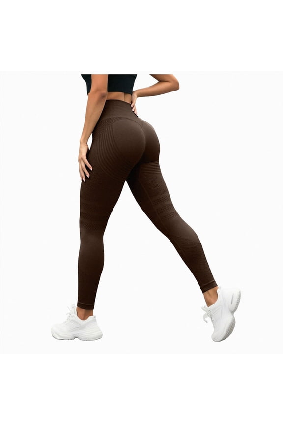 Woman Yoga Pants Compression Leggings for Women, High Waist Tummy Control Yoga Pants, Butt Lifting &Smooth Leggings(Coffee,M)