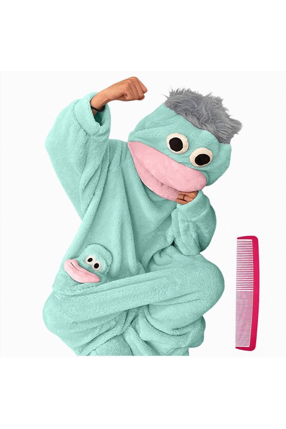 Women Onesie Pajamas Big Mouth Onesie Pajamas, Unisex Adult Silly Pajamas Plush One Piece Cosplay Suit Loungewear Silver,XXL