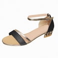 thumbnail image 1 of Linfrsh Women Sandles Leather Wedge Platform Sandals Women Footwear - Memory Foam Insole and Non-Slip Platform Slides for Women - Lightweight Womens Sandals(Black,Size6.5), 1 of 9