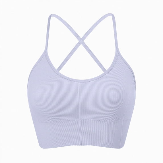 Linfrsh Women Sports Bra Bikini Tops Scoop Neck Bathing Suits Top Padded Swim Crop Tops Only(Purple,S)